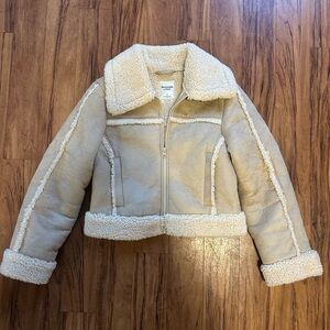 Abercrombie & Fitch Vegan Leather Shearling Jacket